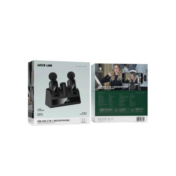 Green Lion GM-89X 2-In-1 Wireless Microphone with Noise Cancellation (Black)