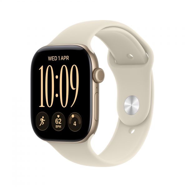 Apple Watch Series 12 GPS 46mm Light Gold Aluminium Case with Sand Sport Band