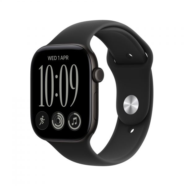 Apple Watch Series 12 GPS 46mm Black Aluminium Case with Black Sport Band