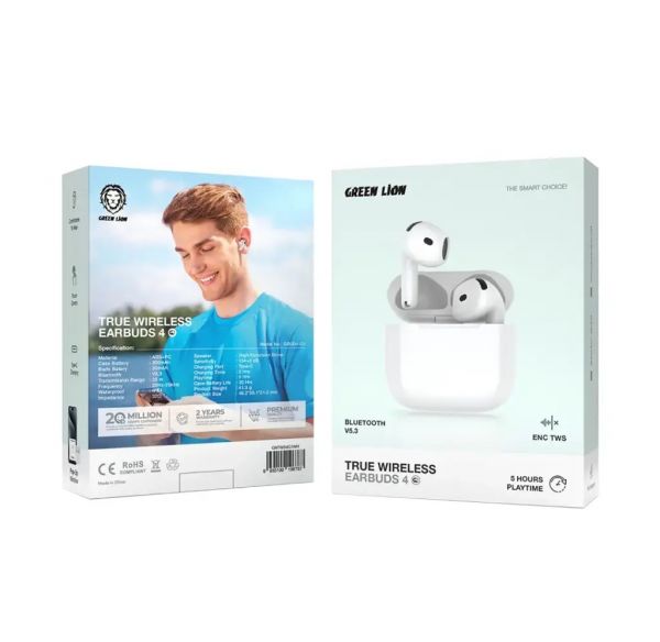 Green Lion True Wireless Earbuds 4 (White)
