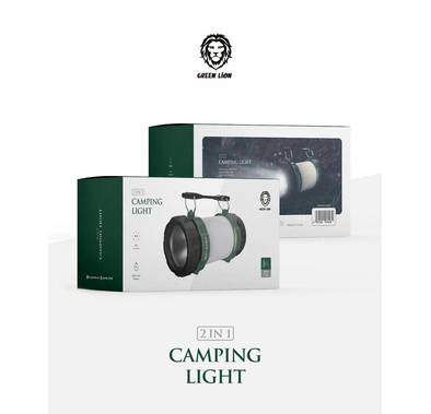 Green Lion 2 in 1 Camping Light 3000mAh 500lm - Black/White/Green