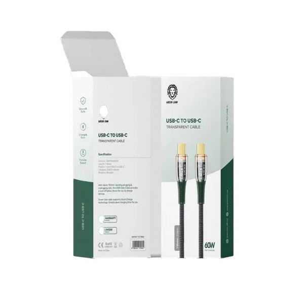 Green Lion USB-C to Type-C Transparent Cable 1m