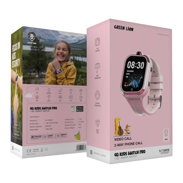 Green Lion 4G Kids Watch Pro 1.85" Smart Watch Pink