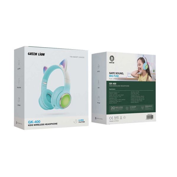 Green Lion GL-400 Kids Wireless Head Phone (Blue)