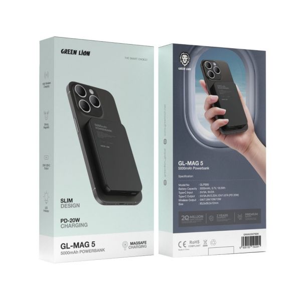 Green Lion GL-MAG 5 5000mAh Powerbank Black Titanium