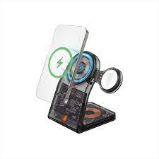 Porodo Transparent Wireless Charging Stand Wite Detachable Watch (Black)