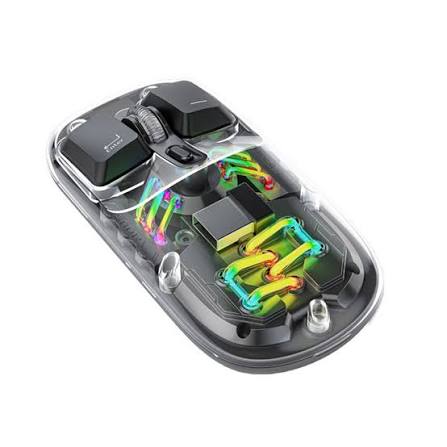 Porodo Transparent Dual-Mode Wireless Mouse RGB Light, Magnetic Cover (Black)