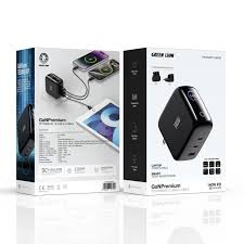 Green Lion GaNPremium Adapter with TFT Display & 2 USB-C & USB-A (Black)