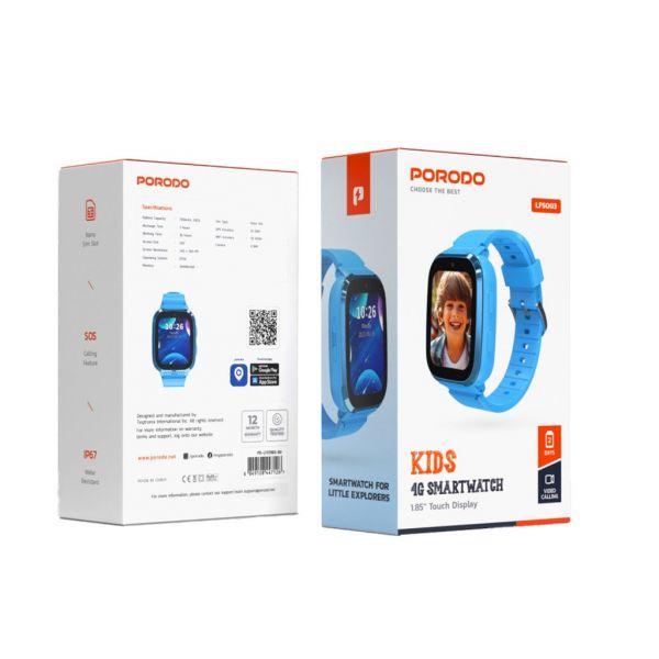 Porodo Kids 4G Smart Watch (Blue)