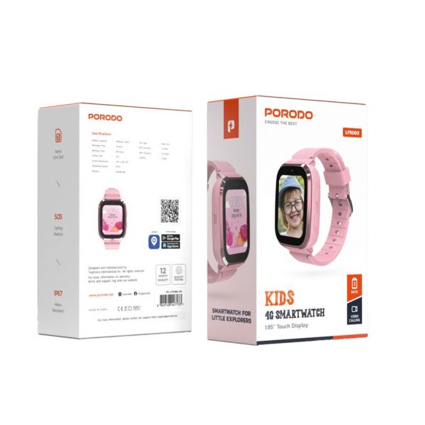 Porodo Kids 4G Smart Watch (Pink)
